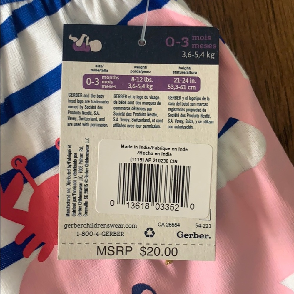 NWT Gerber Baby Striped Dress - Picture 3 of 6